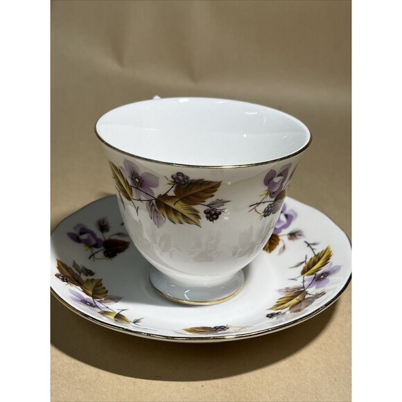 Vintage Queen Anne Bone‎ China Teacup and Saucer Set Autumn Leaves #8344 England - Picture 2 of 10